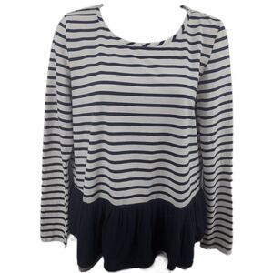 Comme Toi Peplum Stripe Top Sz S